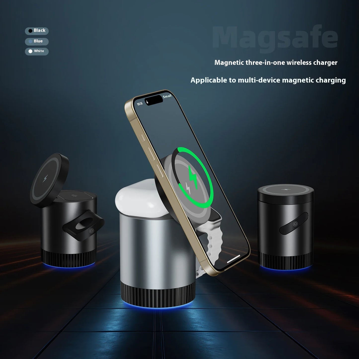 Station de Charge Magnétique Sans Fil 3-en-1