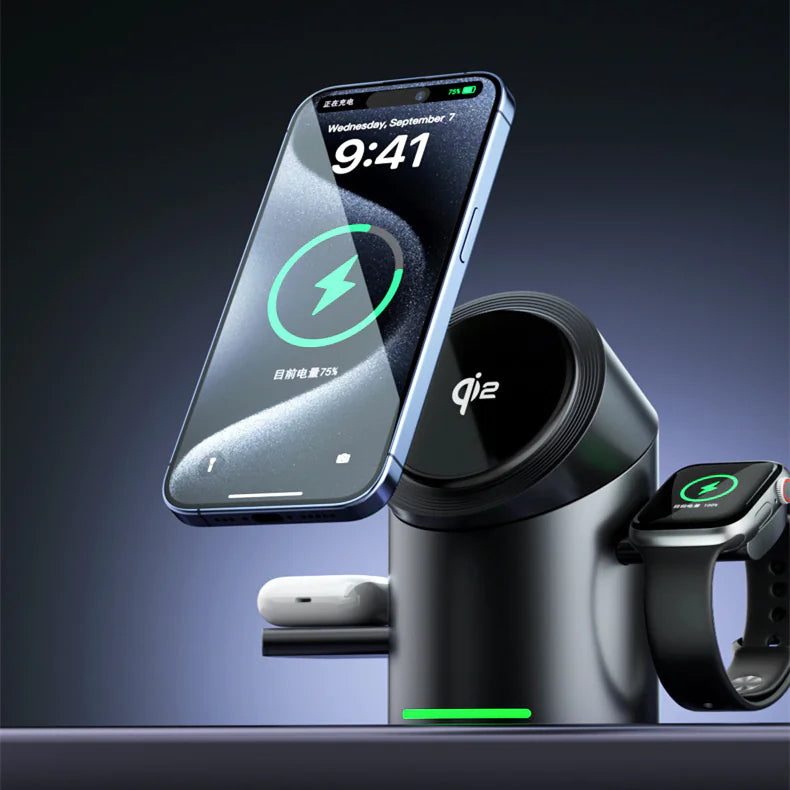 Station de Charge Magnétique Sans Fil 3-en-1
